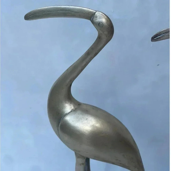 Vintage Collection Two Pair of Handmade Brass Flamingo golden Sz 16" - Picture 10 of 12